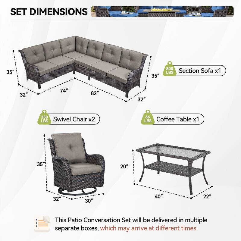 Outdoor Conversation Sets 2 Sectional Sofa Furniture