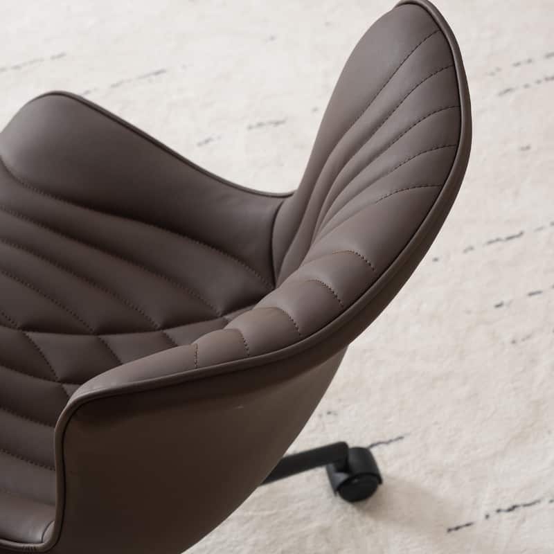 Modern Office Chair, Faux Leather Padded Desk Chair with Back, Wheels