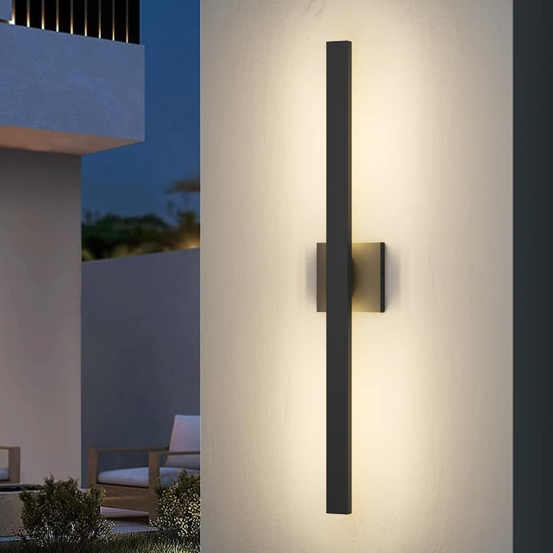 Black Aluminum LED Outdoor Wall Sconce Linear Wall Mounted Lights - 31.5inch