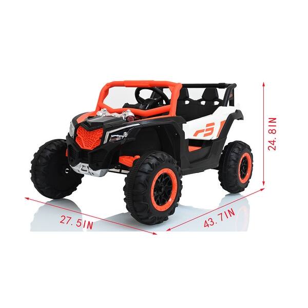 dimension image slide 0 of 3, 4WD Ride-On UTV Car for Kids, 12V 2-Seat Electric Car with Parental Remote, LED Lights & Music