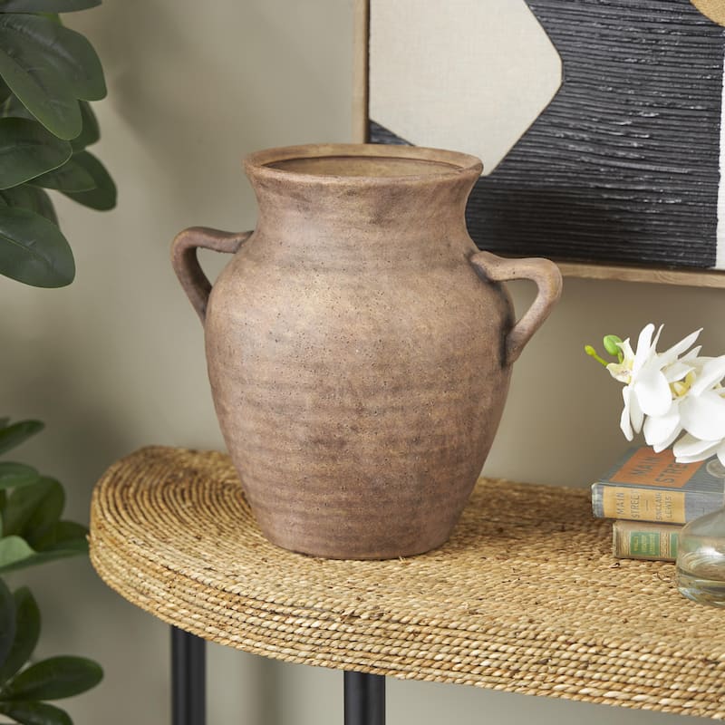 Ceramic Antique Style Textured Vase with Handles - Copper or White - Roche River Decor