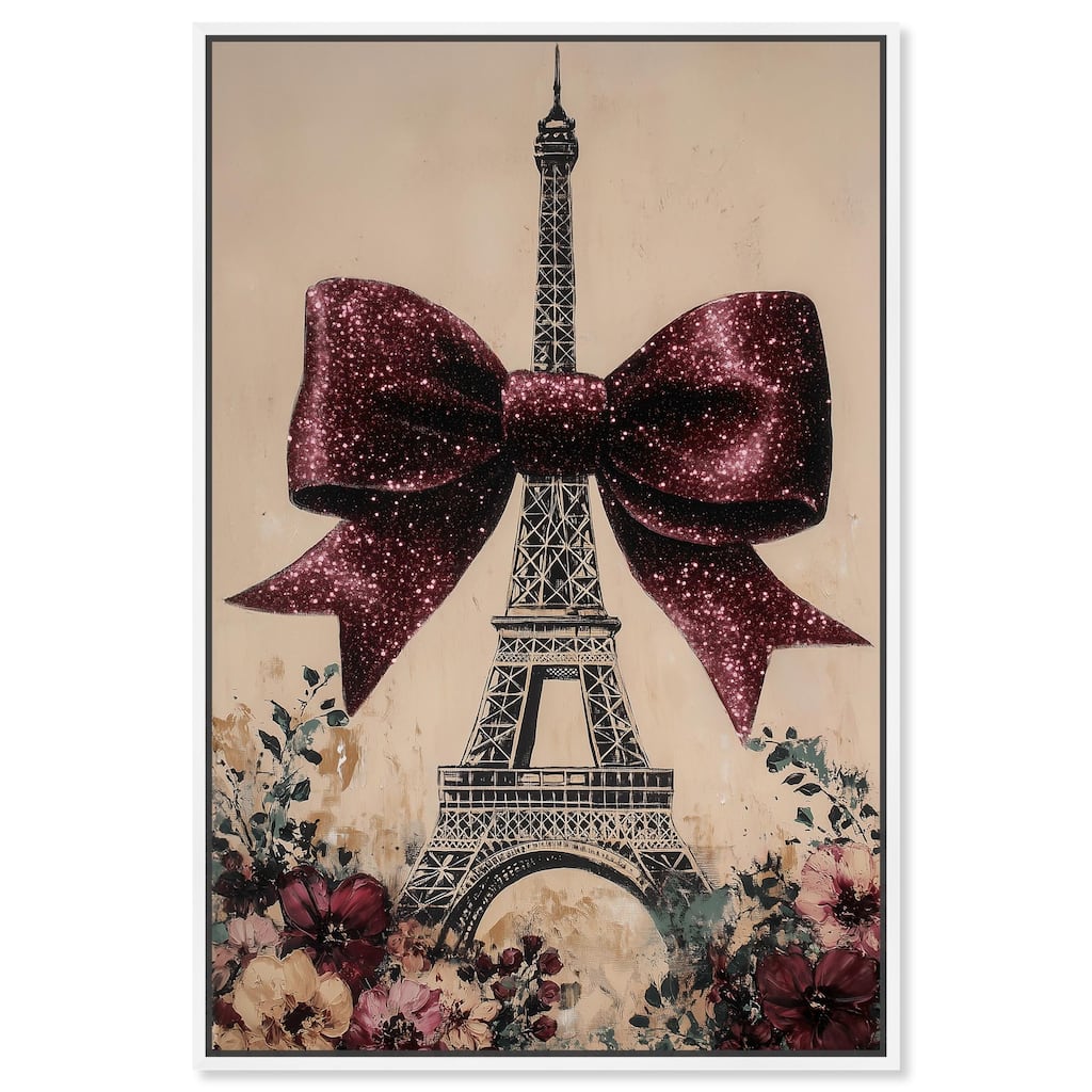 Sparkling Bow Eiffel Tower Canvas by Art Remedy