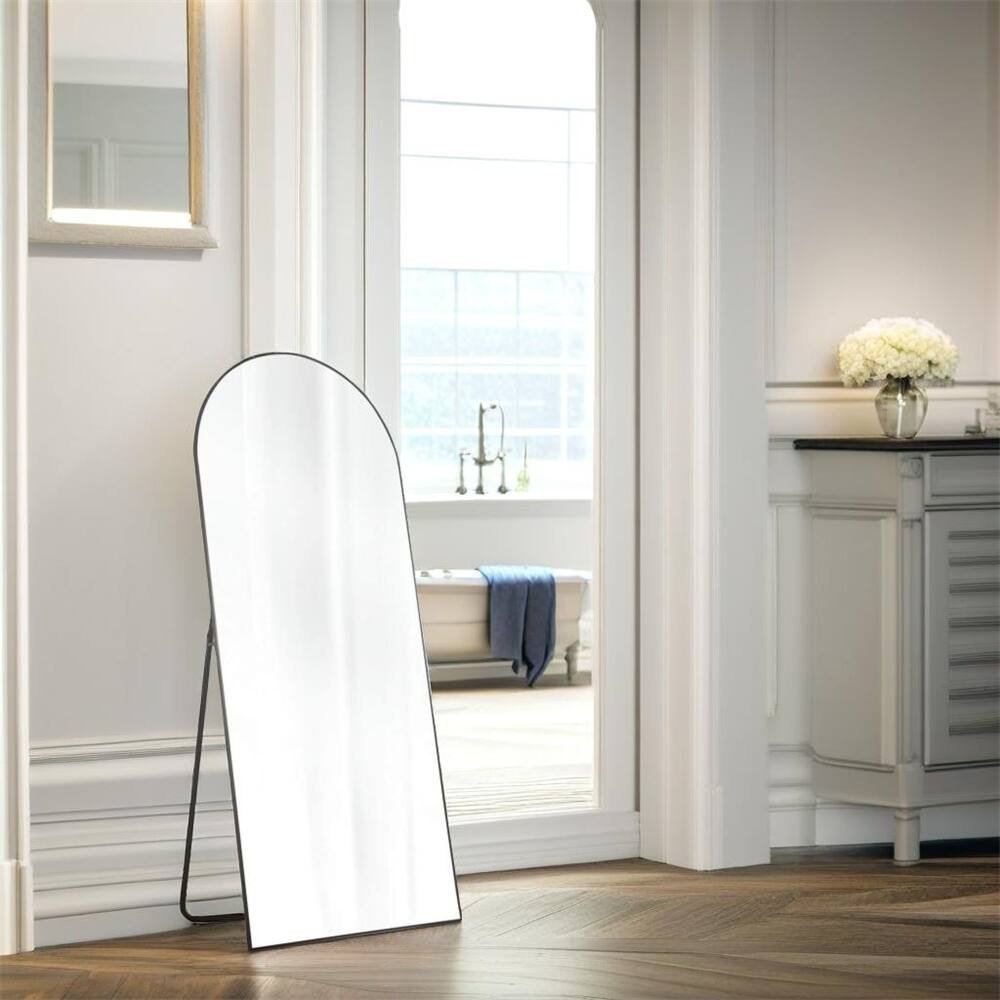 Floor Standing Mirror,Wall Mirror with Stand Aluminum Alloy Thin Frame
