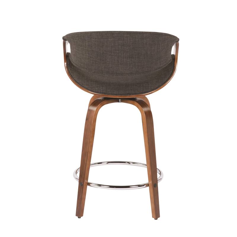 Carson Carrington Sauda 24" Fixed-Height Counter Stools with Bent Wood Legs & Round Footrest (Set of 2)