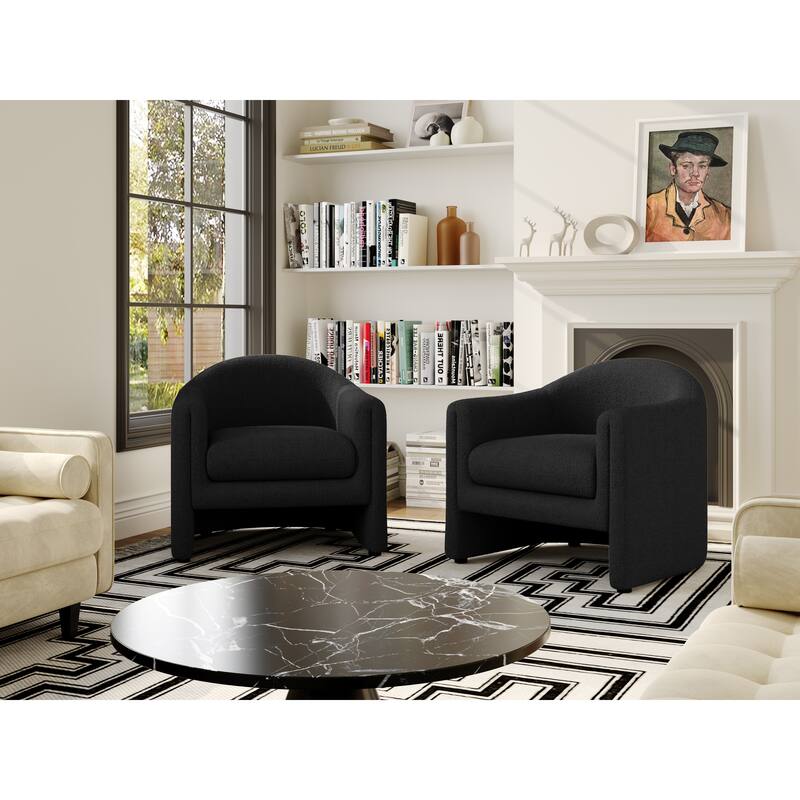 2 Set Modern Upholstered Barrel Accent Chair
