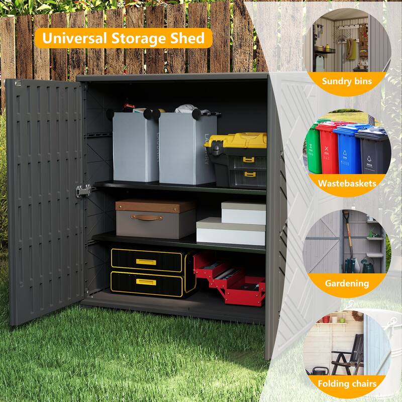 Outdoor Resin Deck Box Storage Shed for Garden,Patios,Backyards,Tools