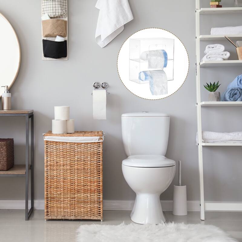10.4" x 5.4" x 11" Trash Bag Dispenser Roll Holder Wall Mount for Garbage Bag - Transparent