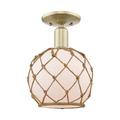 Innovations Lighting 716-1C-12-8 Farmhouse Rope Semi-Flush Farmhouse