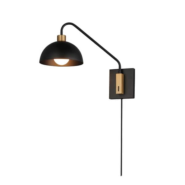 slide 2 of 4, Maxim 10021 Thelonious 16" Tall Wall Sconce Black / Natural Aged Brass