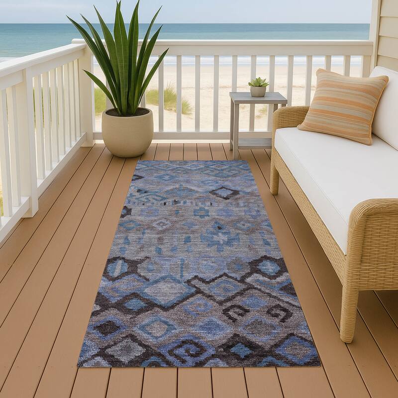 Machine Washable Indoor/ Outdoor Boho Moroccan Chantille Rug - Brown - 2'3" x 7'6"