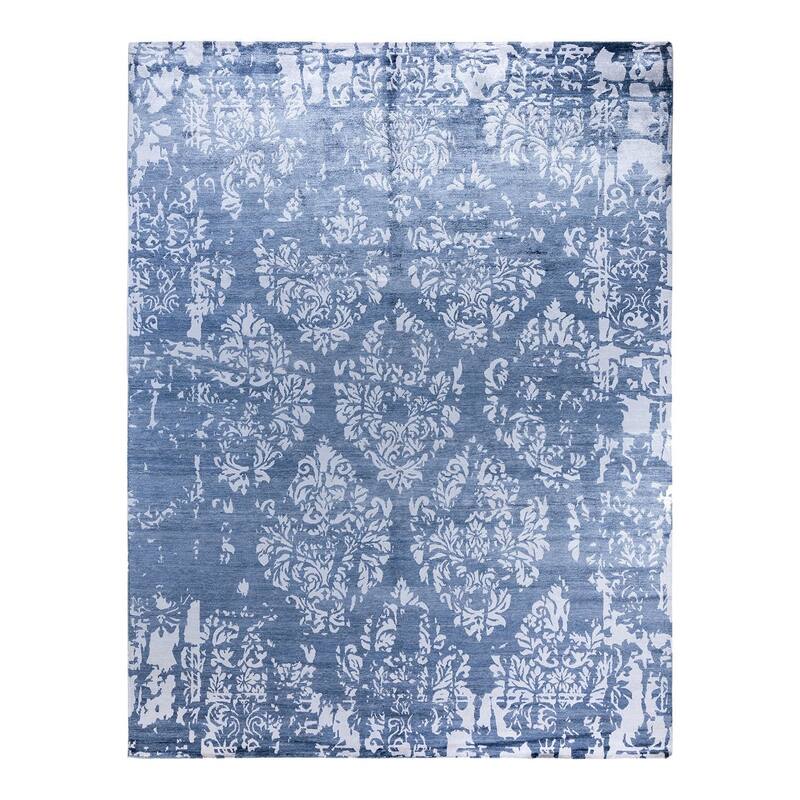 Modern One-of-a-Kind Handmade Area Rug, Blue - 9' 2" x 12' 1"