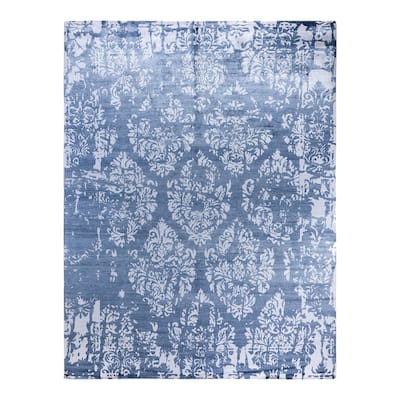 Modern One-of-a-Kind Handmade Area Rug, Blue - 9' 2" x 12' 1"