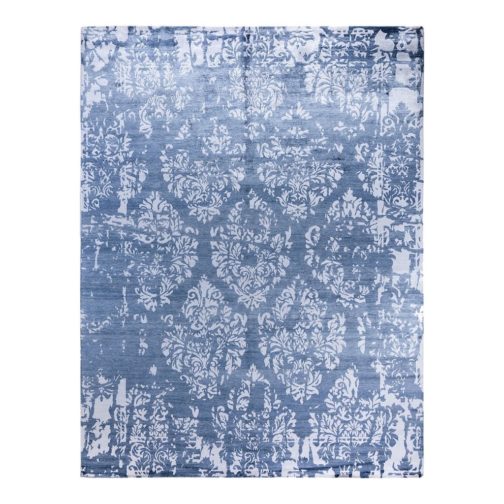 Modern One-of-a-Kind Handmade Area Rug, Blue - 9' 2" x 12' 1"
