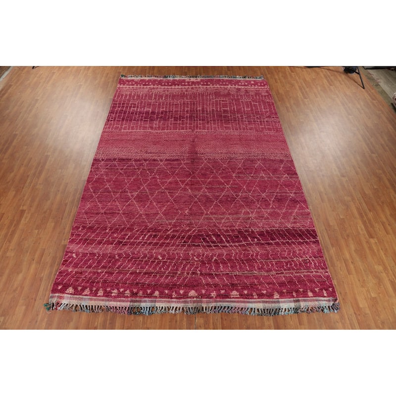 Plush Trellis Moroccan Large Area Rug Handmade Wool Carpet - 9'6" x 14'7"