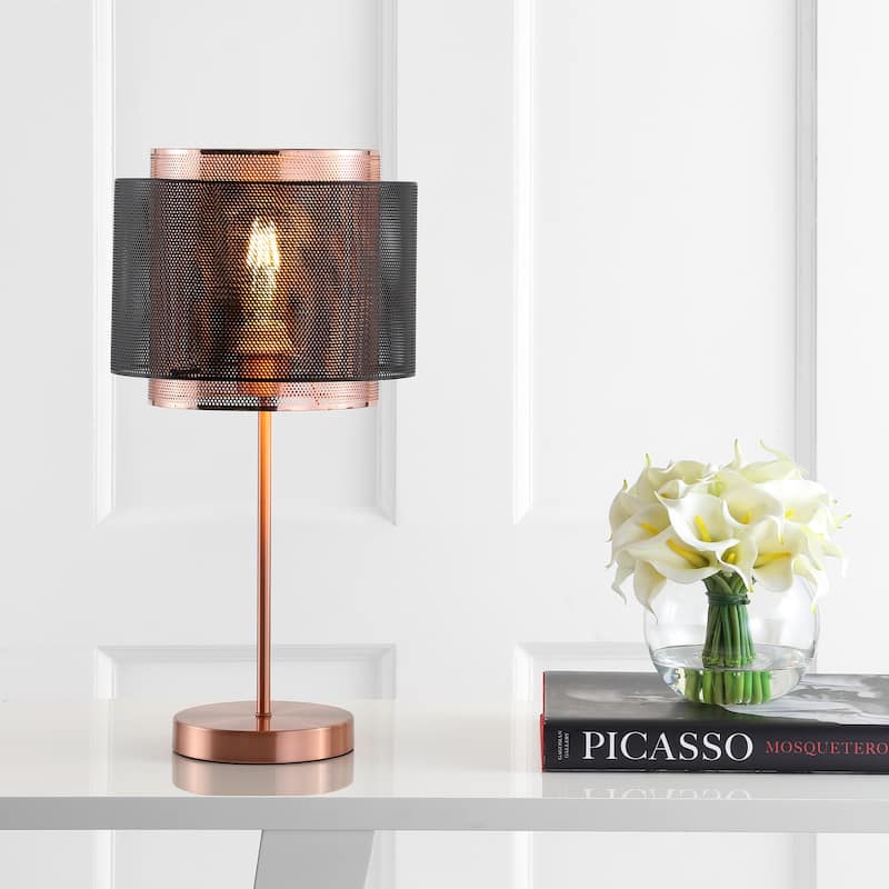 Brady 19.7" Metal LED Table Lamp, Copper/Black by JONATHAN Y