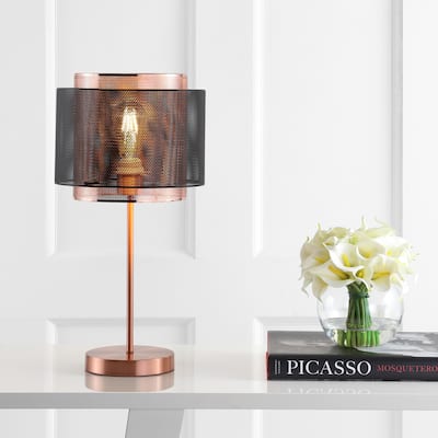 Brady 19.7" Metal LED Table Lamp, Copper/Black by JONATHAN Y