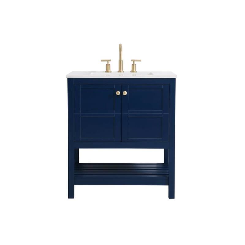 Elegant Lighting VF16430 Theo 30" Free Standing Single Basin Vanity - Blue - Painted