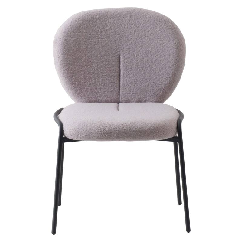 Celestial Boucle Dining Side Chair in Black Iron Frame