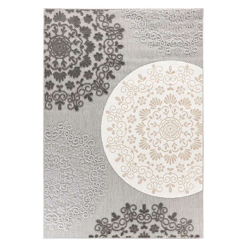 Verona Contemporary Floral Circles Indoor/Outdoor Area Rug