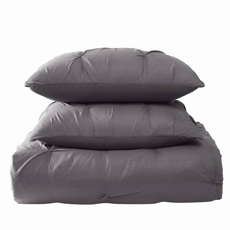 Truly Soft Pinch Pleat Solid 3 Piece Duvet Set