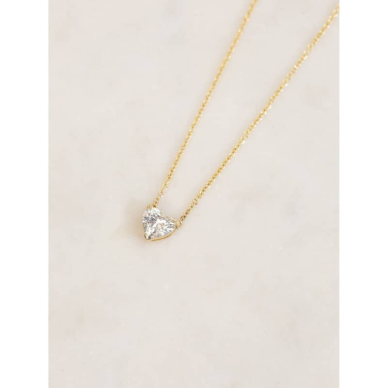 Kobelli 1, 2, or 3 Carats Heart Lab Grown Diamond Certified 14k Gold Solitaire Clover Necklace (EF/VS)