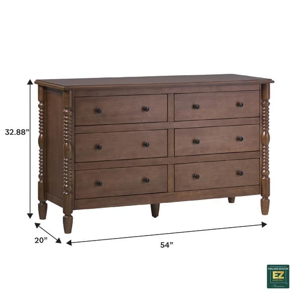 Walker Edison Easy Assembly 6-Drawer Dresser with Wood-Turning Details -  Bed Bath & Beyond - 42733642