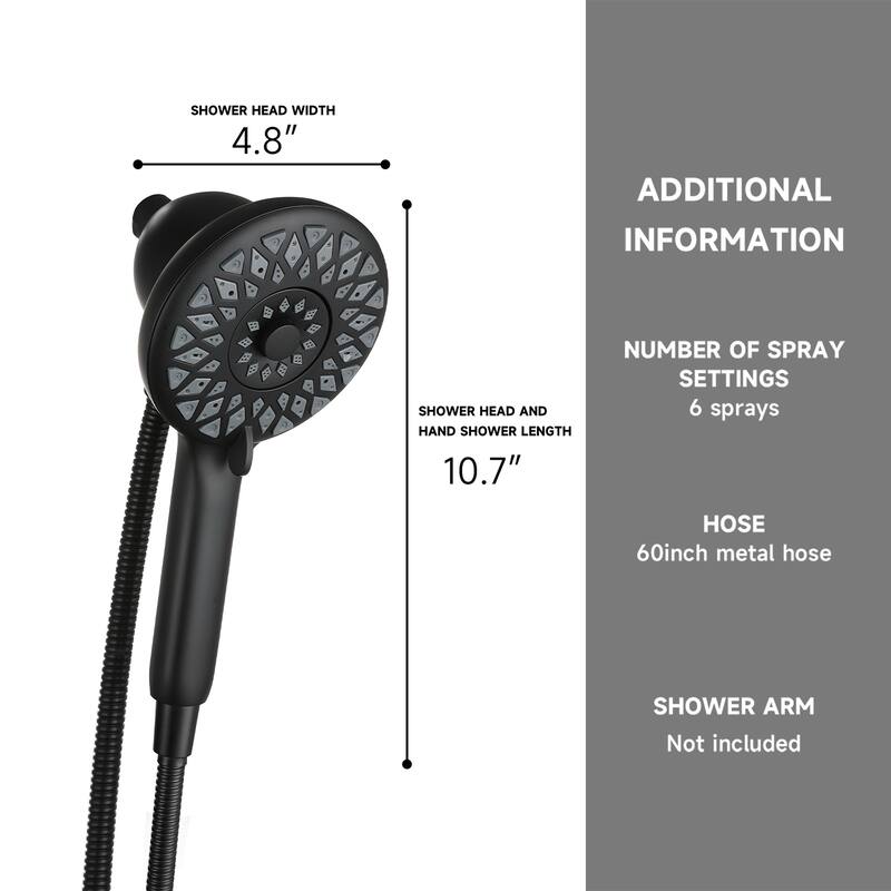 Topcraft ABS High Pressure Handheld Showerhead with 6 Spray Modes