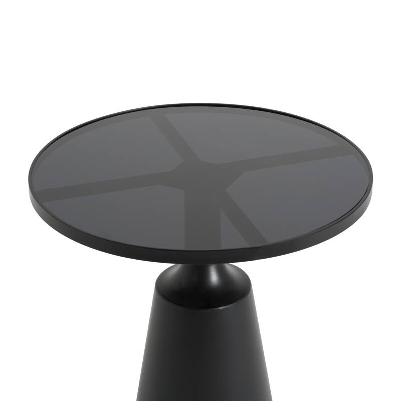 Christopher Knight Home - Lunaro Modern Marble Pattern Top/ Round Glass Top Round Side Table with Black Iron Base