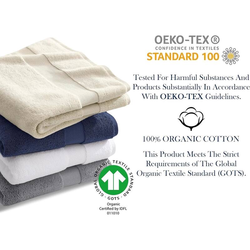 Delara Organic Cotton Luxuriously Plush Bath Towel, GOTS & OEKO-TEX Certified, 650 GSM Long Staple, Quick Dry & Ultra-Absorbent
