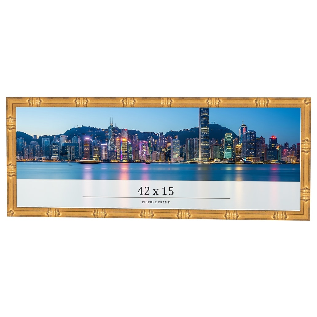 42x15 Frame Gold Bamboo Solid Wood Picture Frame | 1 Inch Moulding