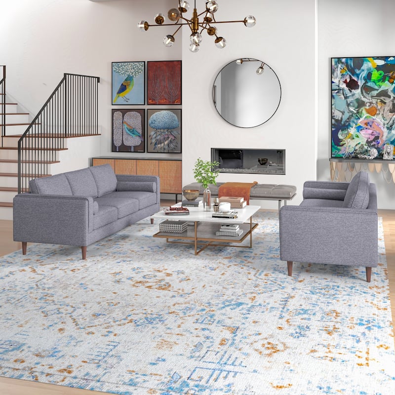 Fatih Mid Century Velvet Sofa Set