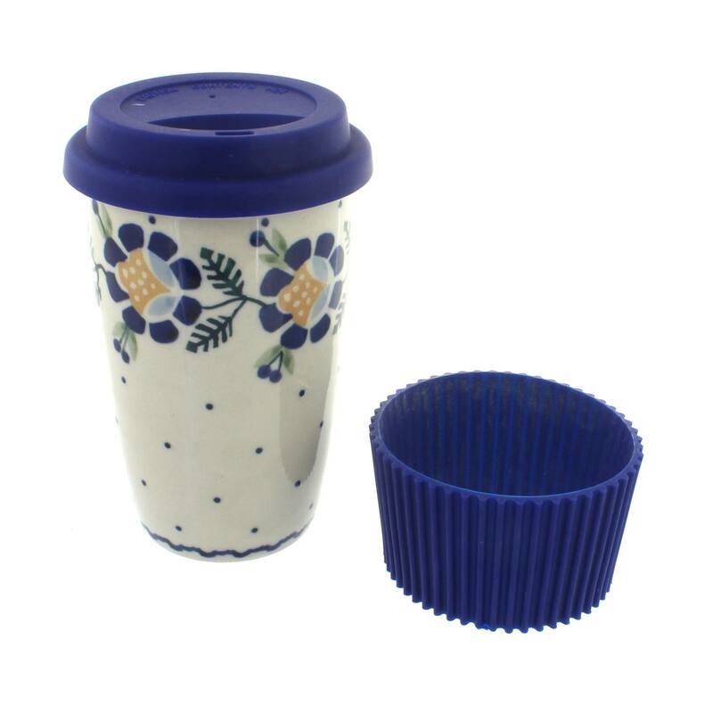 Blue Rose Polish Pottery K115 Manufaktura Travel Mug - Sunflower