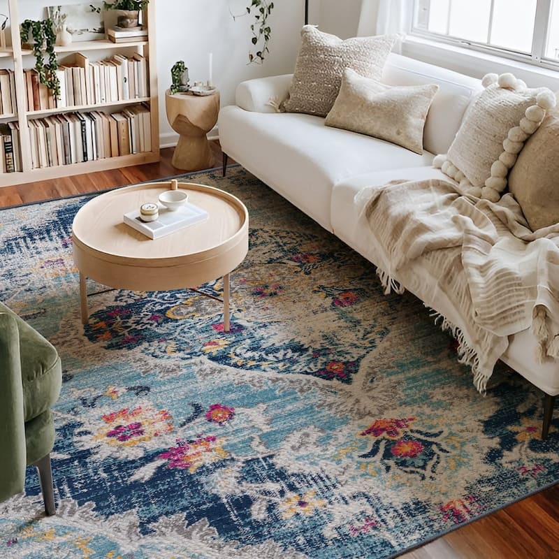 Rama Geometric Non Skid Area Rug By HomeRoots - 8' Round