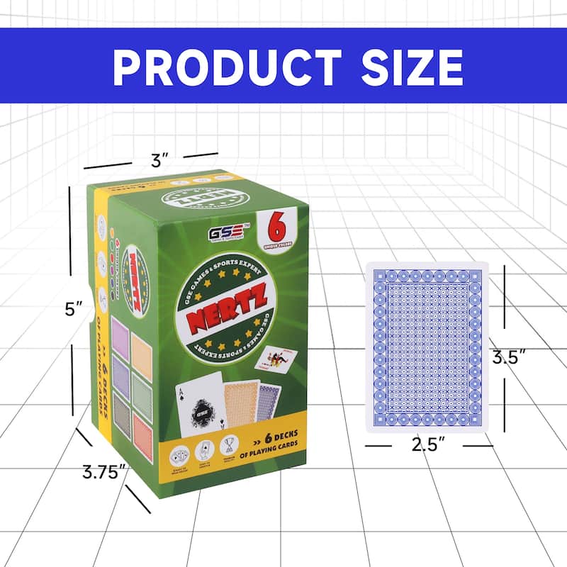 GSE Nertz Card Game Set, Multi-Colored Playing Card Deck, Bulk Set Poker Wide-Size Regular Index