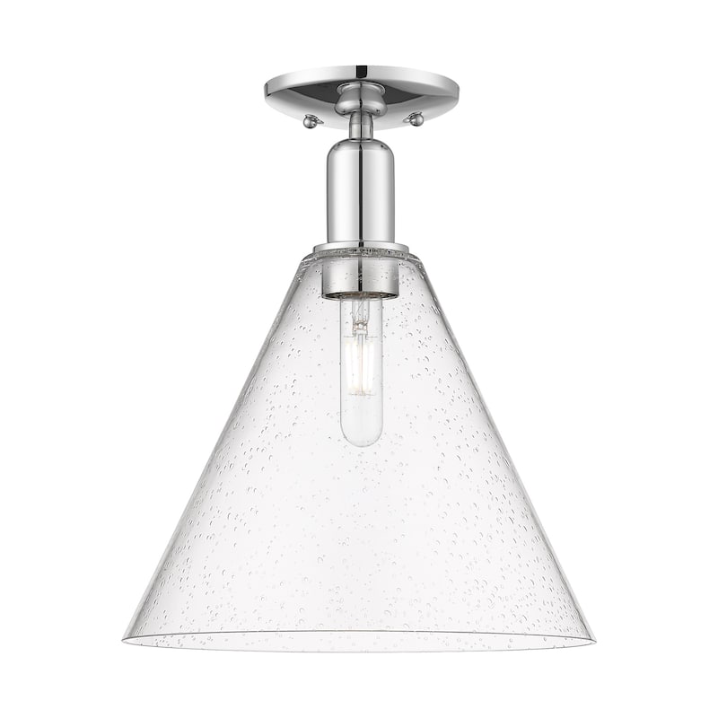Innovations Lighting 716-1C-15-12 Berkshire Glass Semi-Flush Berkshire - Polished Chrome / Seedy