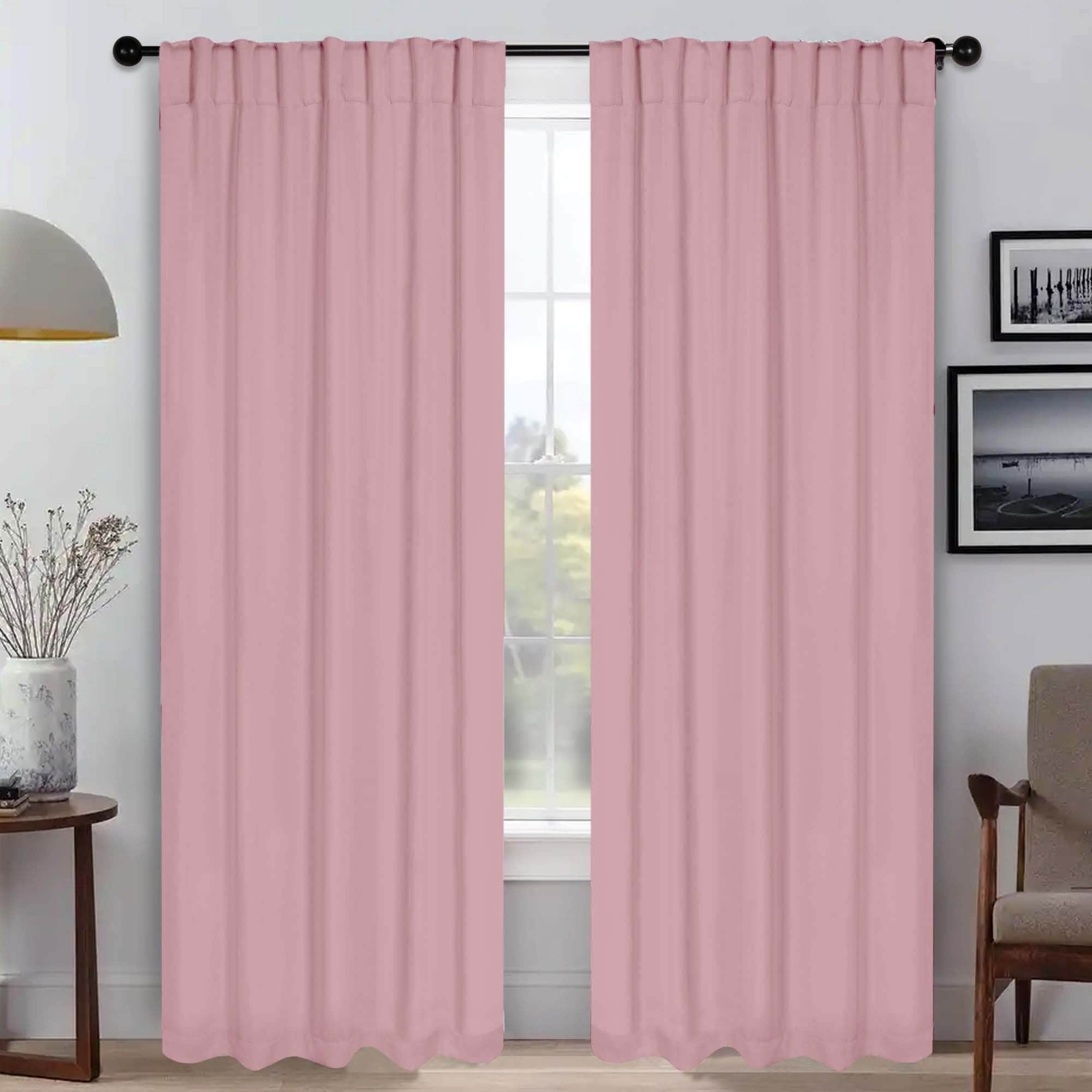 Superior Solid 2-Piece Room Darkening Curtain Set, Rod Pocket Backtab Header Window Drapes