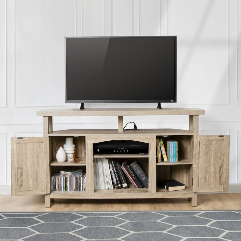 Farmhouse Corner TV Stand for TVs up to 60", Entertainment Center with Storage Cabinets - 31.81'' H X 54.02'' W X 15.35'' D