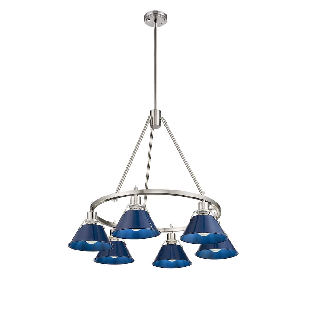 Orwell 6-Light Chandelier in Pewter with Matte Navy - Silver