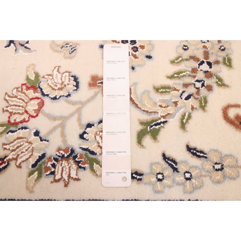 ECARPETGALLERY Hand-knotted Nain Cream Viscose, Wool Rug - 9'7 x 14'2