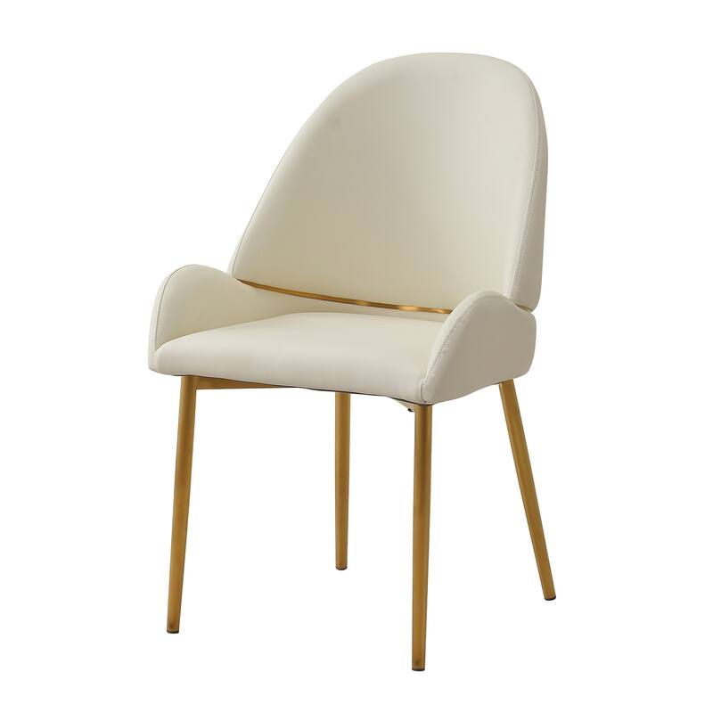 Modern PU Leather Dining Chair with Cloud Cushion and Metal Legs, for Dining Room and Kitchen, 2-Piece Set