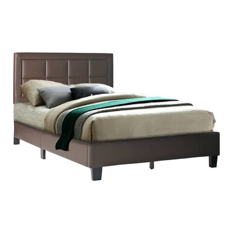 Better Home Elegant Faux Leather Upholstered Panel Bed Queen - Tobacco