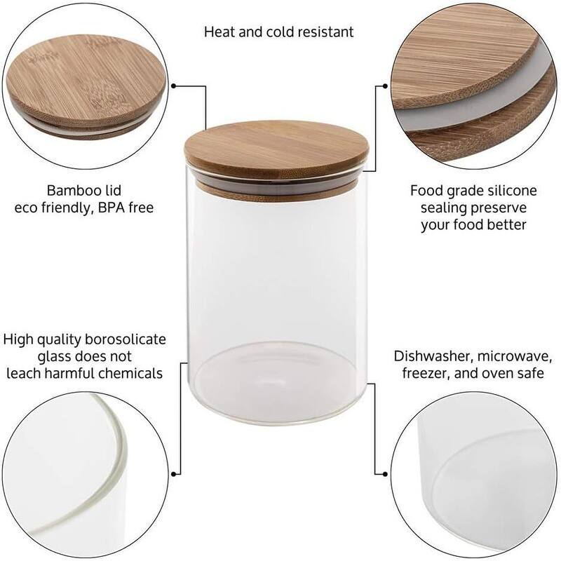 Glass Kitchen Canisters with Airtight Bamboo Lid