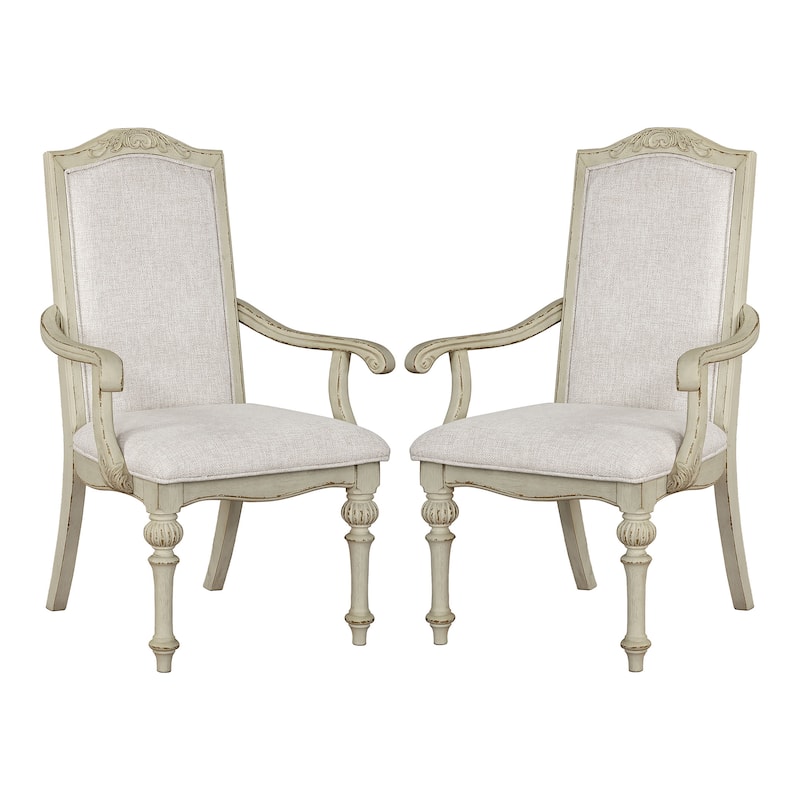 The Gray Barn Caelum Farmhouse Antique White Formal Arm Chairs (Set of 2) - Antique White