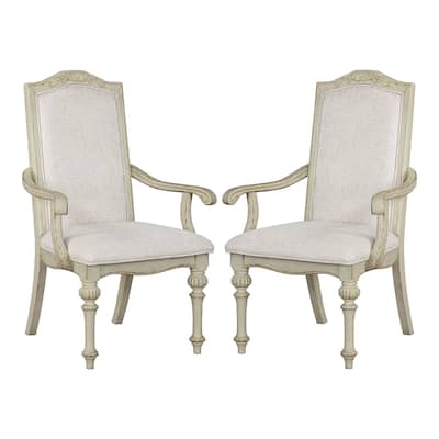 The Gray Barn Caelum Farmhouse Antique White Formal Arm Chairs (Set of 2)