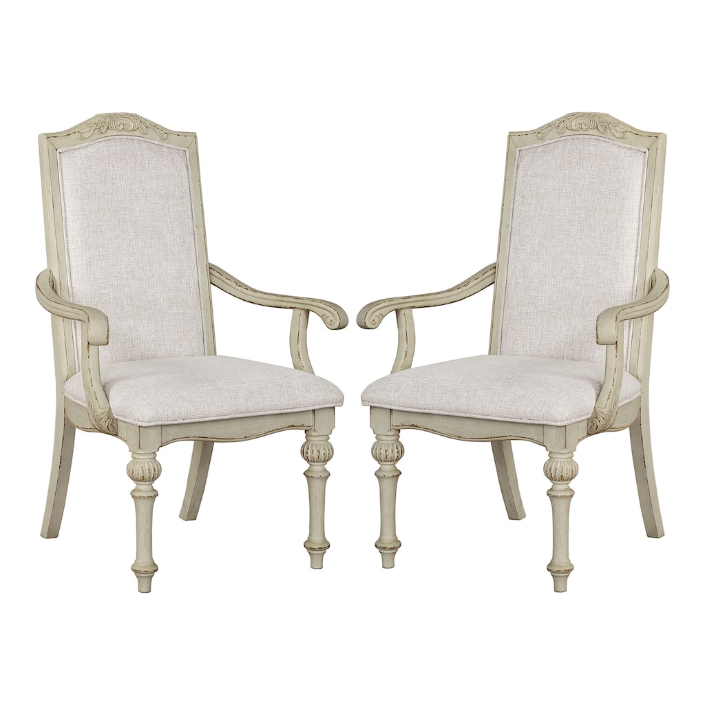 The Gray Barn Caelum Farmhouse Antique White Formal Arm Chairs (Set of 2)