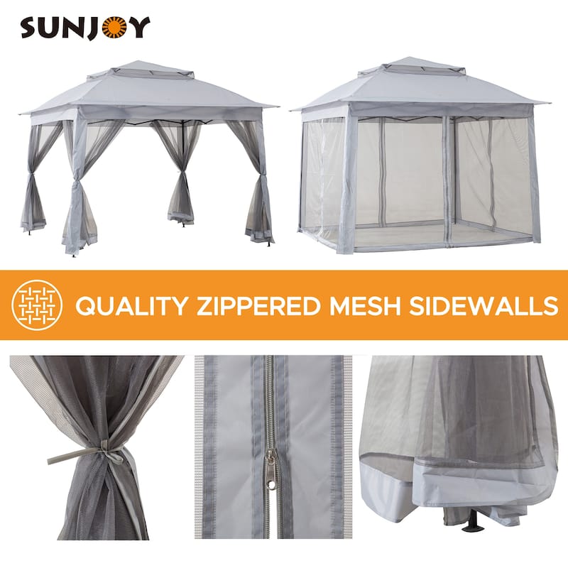 Sunjoy 11-foot Square Pop-up Portable Steel Gazebo