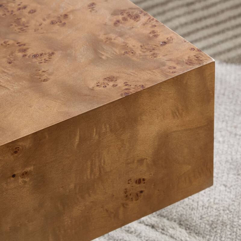 43.31" Mid-Century Modern Rectangle Burl Wood Veneer Coffee Table