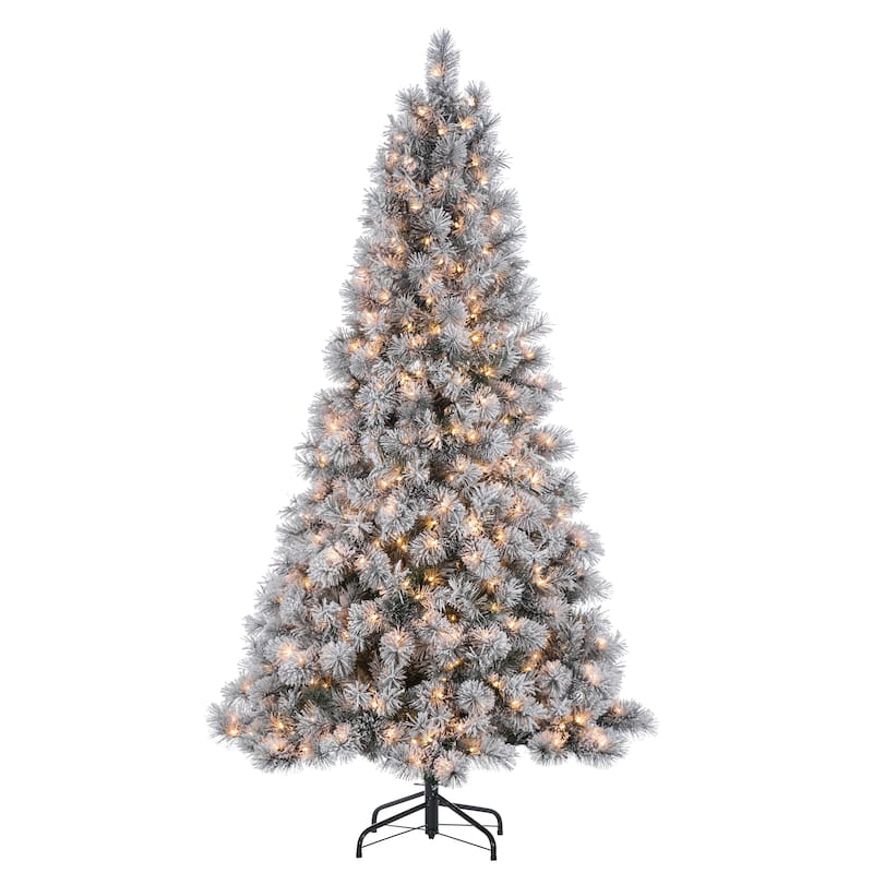 67.5 ft. Pre Lit Clear UL Flocked Hard Needle Boise Pine