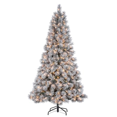 67.5 ft. Pre Lit Clear UL Flocked Hard Needle Boise Pine