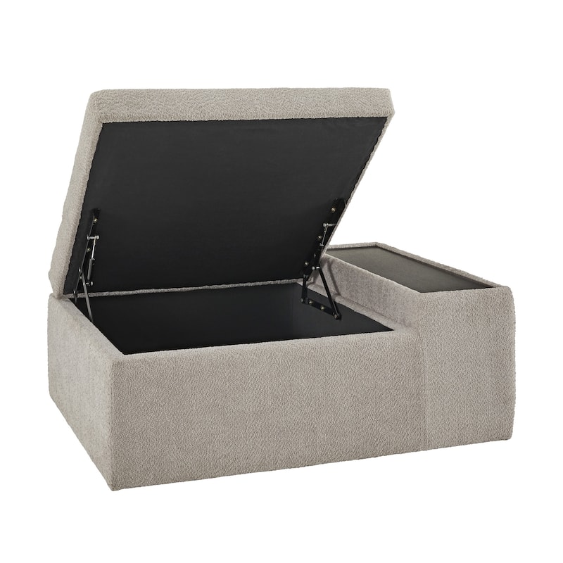 Sebastopol Boucle Fabric Storage Ottoman With Table and Casters by iNSPIRE Q Modern